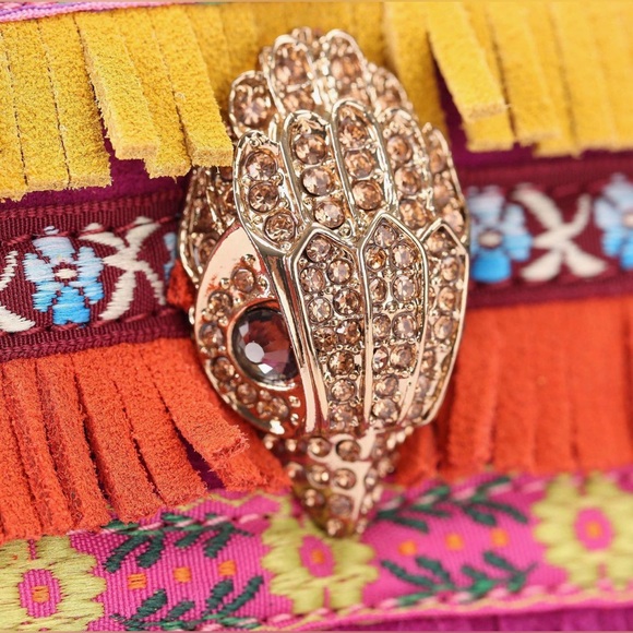 Kurt Geiger Mini Kensington Leather Fringe Satchel w/crossbody strap NWT - Picture 5 of 5